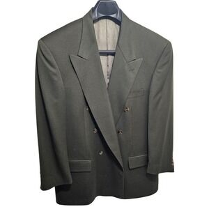 Givenchy Monsieur Mens Olive Green 100% Wool Double Breasted Blazer Made in USA